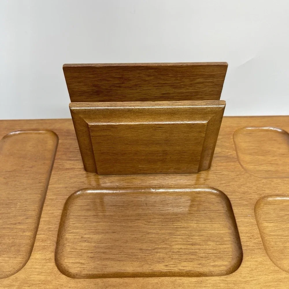 Vintage Men's Wooden‎ Dresser Valet Organizer Jewelry Caddy Letter Wallet Holder
